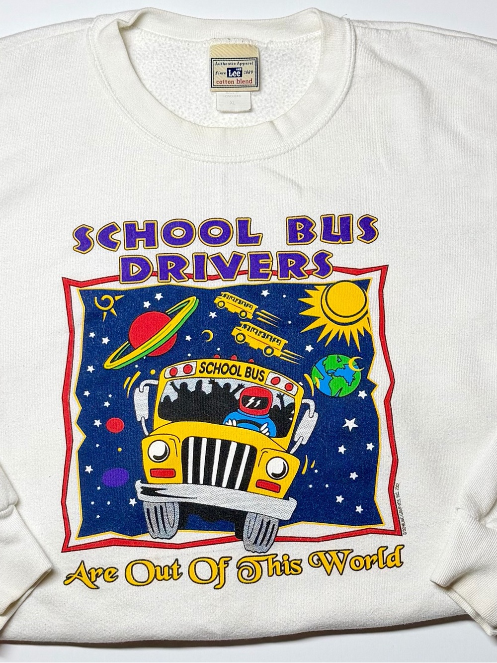 Vtg‎ 2002 Lee School Bus Driver Sweatshirt XL Out Of This World Graphic